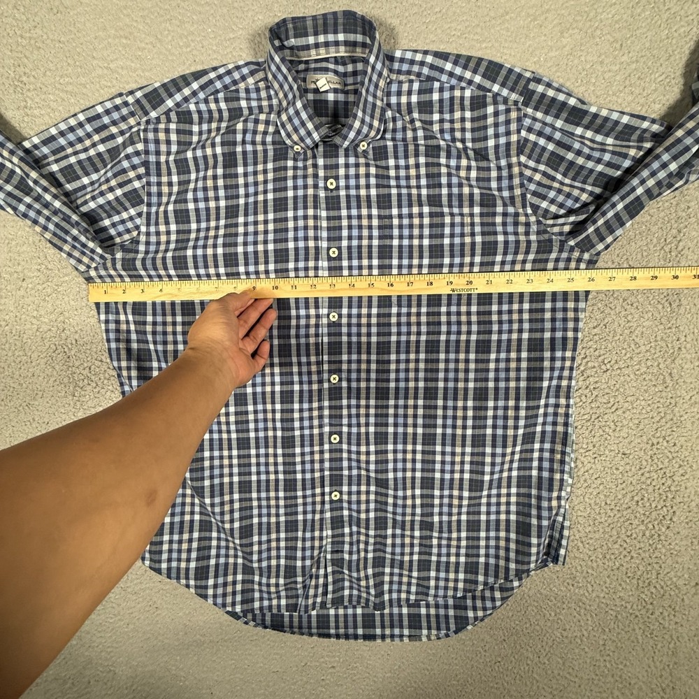 Peter‎ Millar Shirt Mens XL Blue Plaid Casual Preppy Pocket Button Down Logo - Picture 7 of 10